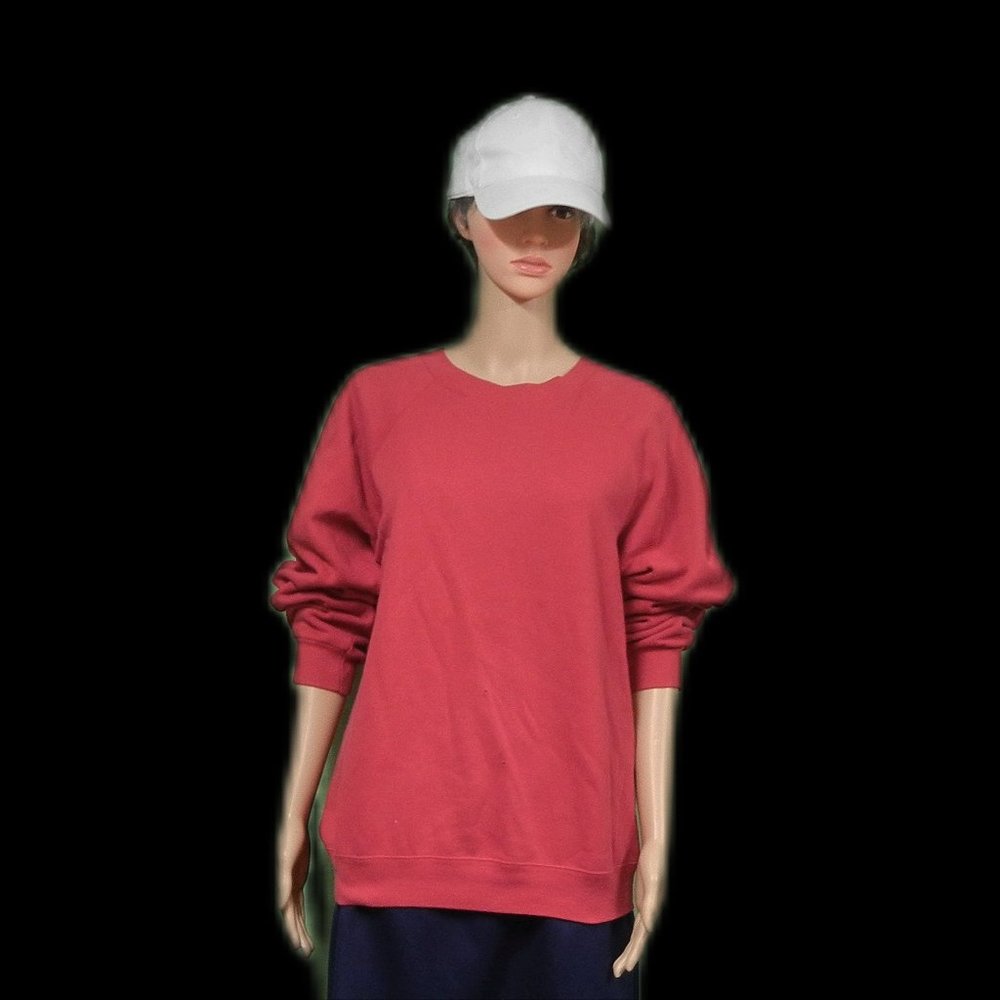 HANES Vintage Red Long Sleeve Pullover Sweatshirt ~ Large